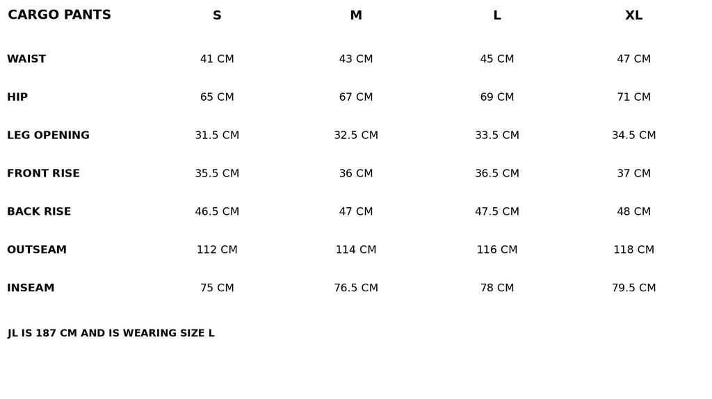 Sizechart