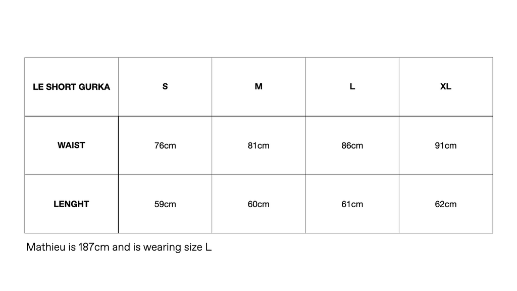 Sizechart