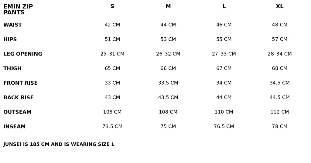 Sizechart