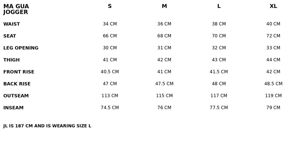 Sizechart