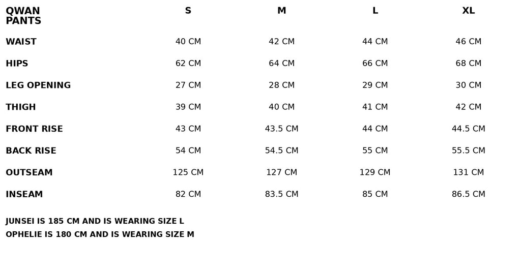 Sizechart