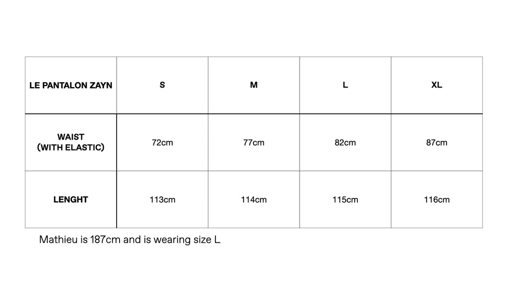 Sizechart