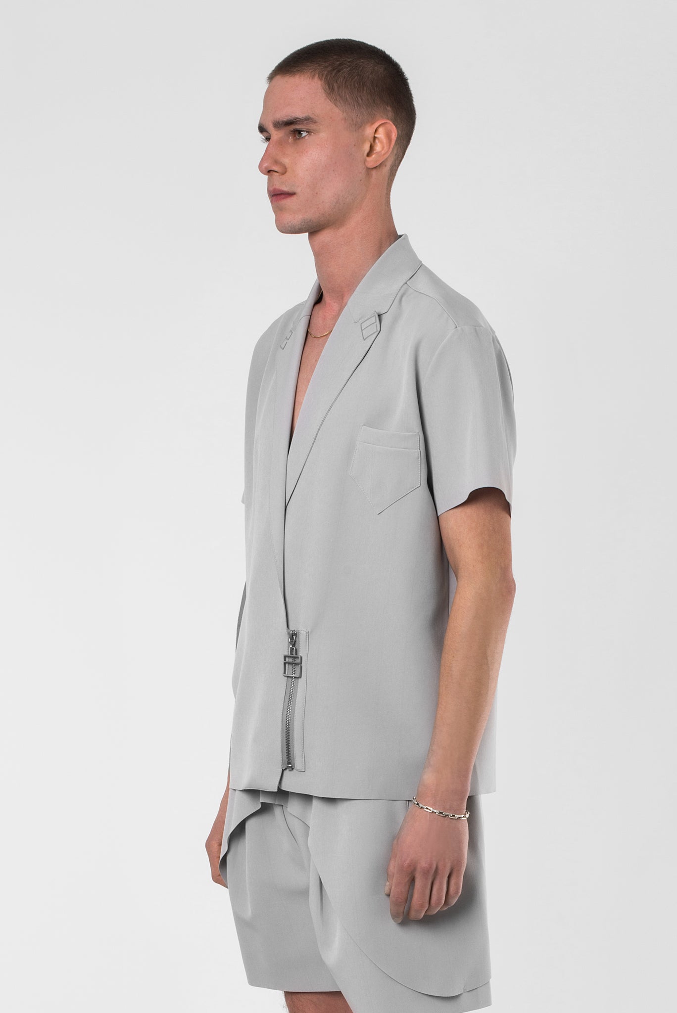 Neutral Grey Asymmetrical Shirt